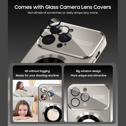 Glass Window Magnetic Wireless Charging Phone Case Full Camera Lens Protection Compatible with iPhone 11-16