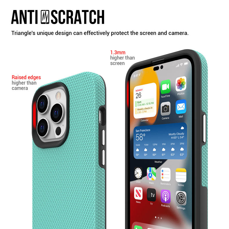 Case for iPhone 1-13 Pro Max Plus  Shockproof triangular textured grip with magnetic mount, wireless charging compatible phone case