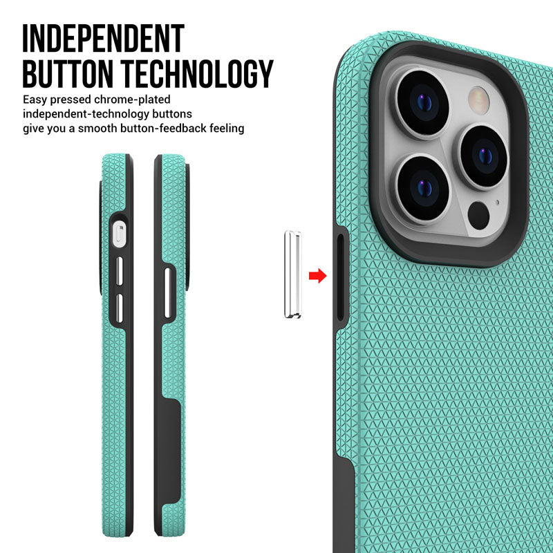 Case for iPhone 1-13 Pro Max Plus  Shockproof triangular textured grip with magnetic mount, wireless charging compatible phone case