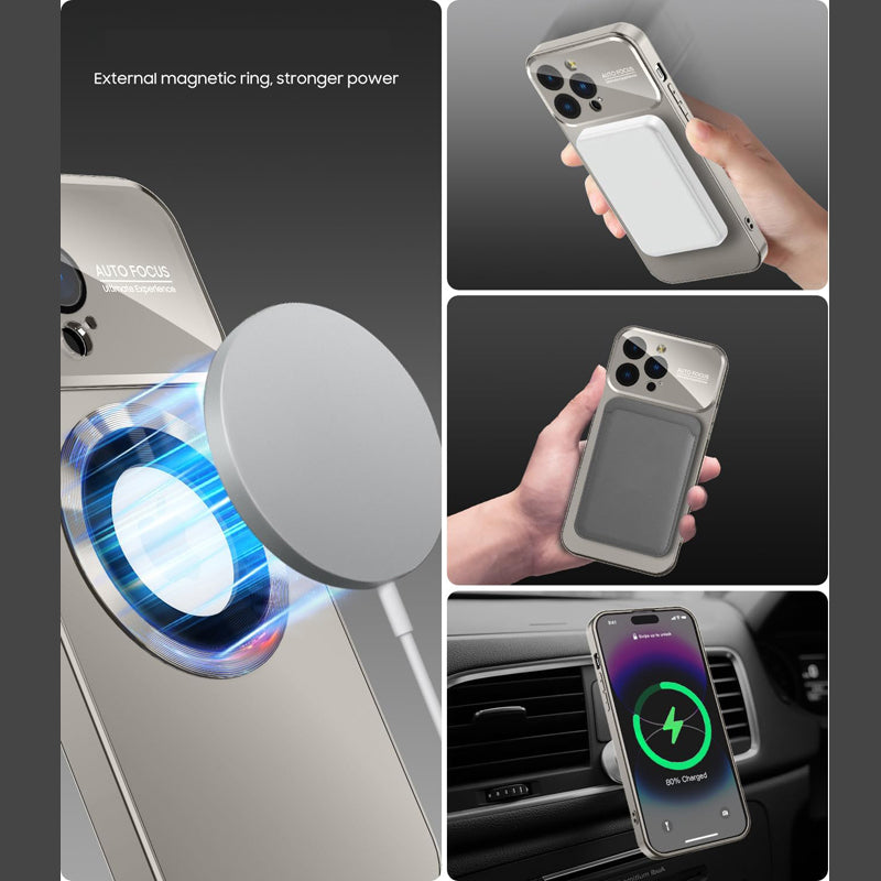 Glass Window Magnetic Wireless Charging Phone Case Full Camera Lens Protection Compatible with iPhone 11-16